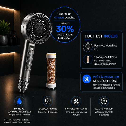 AquaEase™ - Pommeau de douche filtrant, jusqu'à 30% d'économie d'eau